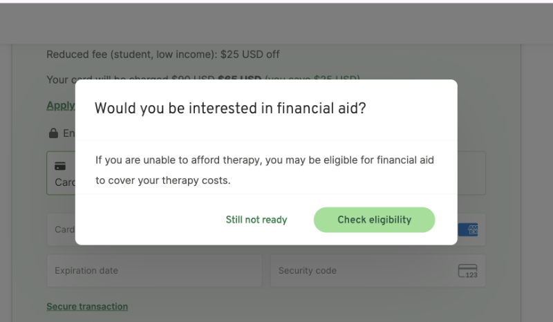 Betterhelp encourages the use of financial aid.