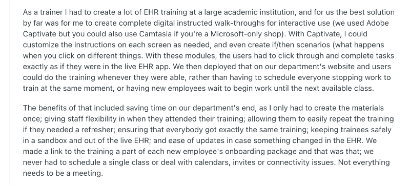 An EHR trainer’s recommendations on using interactive walkthroughs for EHR onboarding.