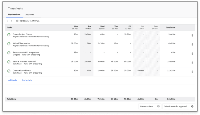 Time tracking on Rocketlane