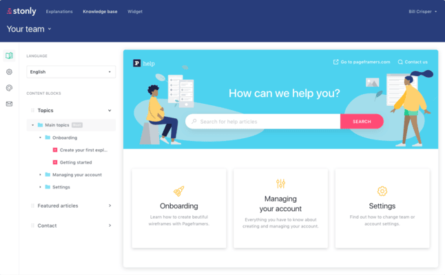 Knowledge base feature on Stonly