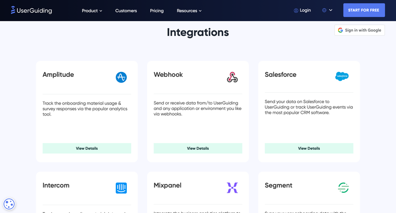 UserGuiding’s integration list