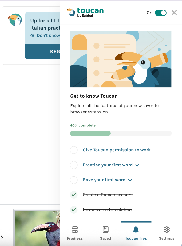 Toucan’s onboarding checklist.