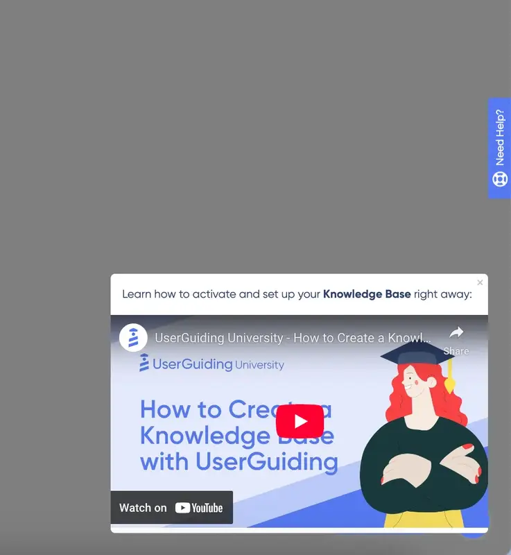 UserGuiding’s video onboarding slideout.