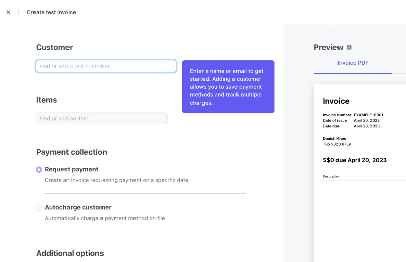 Stripe’s contextual tooltip offers value and explains the importance of completing an action, such as saving customers.