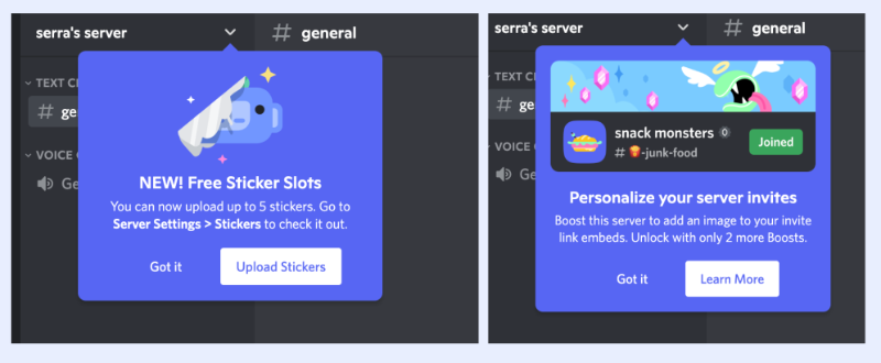 Discord’s new feature announcement tooltips.