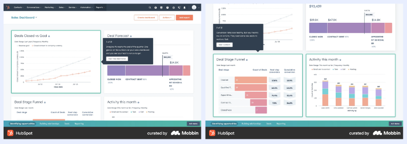 Example tooltips from HubSpot’s demo tour.