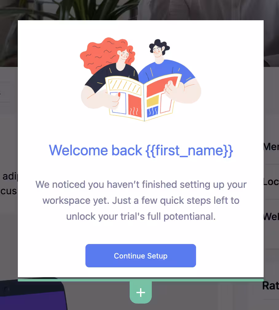 An example reengagement modal.