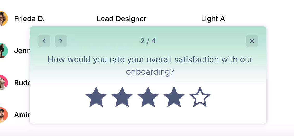 An example in-app survey created with UserGuiding.