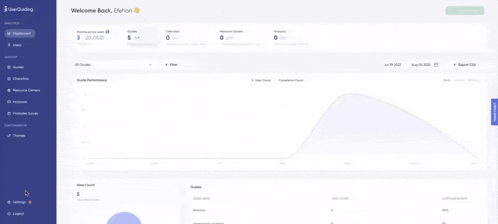 Un ejemplo de modal slideout que alienta al usuario a actualizar para agregar otro asiento en su plan.
