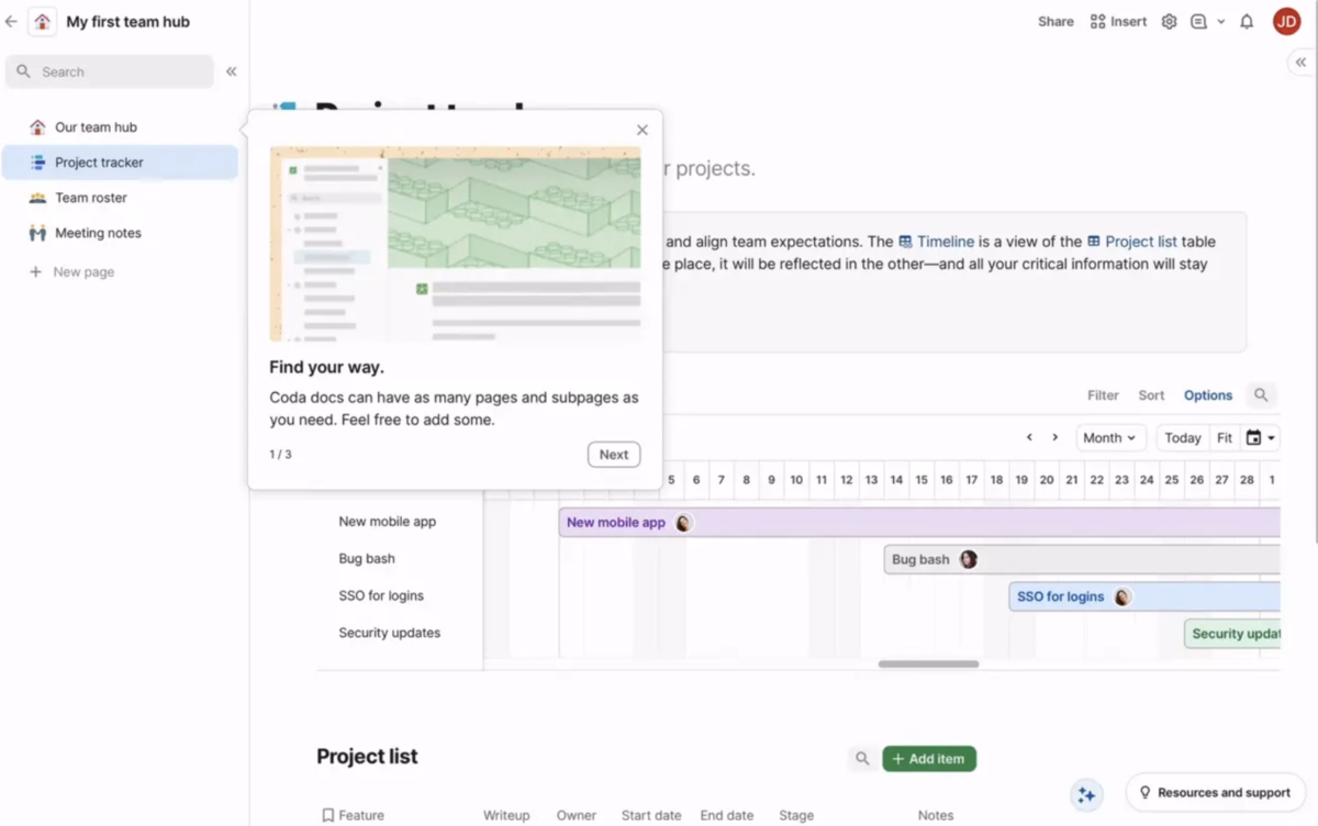 Coda’s Interactive Product Demo.