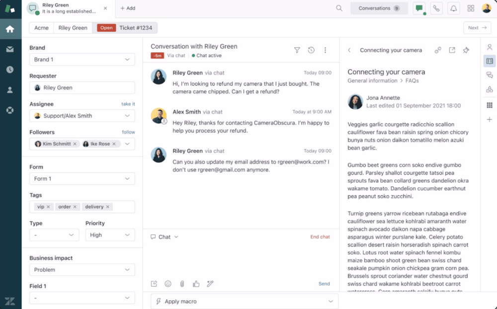 Zendesk Guide’s Internal Knowledge Base.