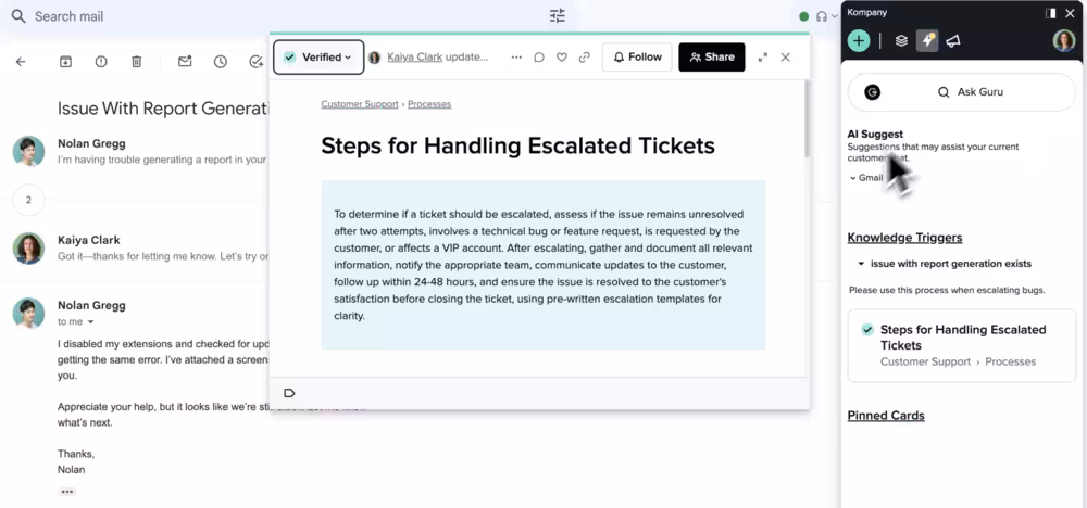 Guru’s AI-powered Knowledge Base in Action.