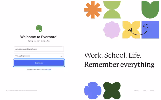 Evernote’s onboarding starts with value proposition.