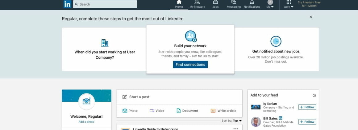 linkedin in-app message example