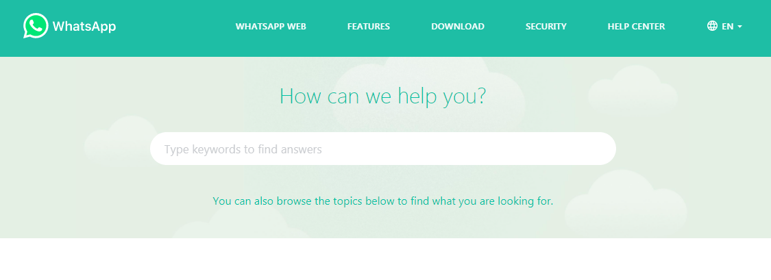 whatsapp help center example
