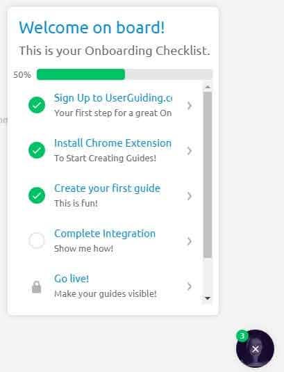 UserGuiding's onboarding checklist