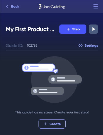 UserGuiding guide first step