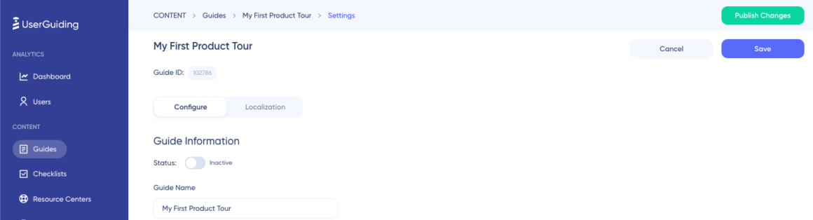 website overlay tutorial example UserGuiding