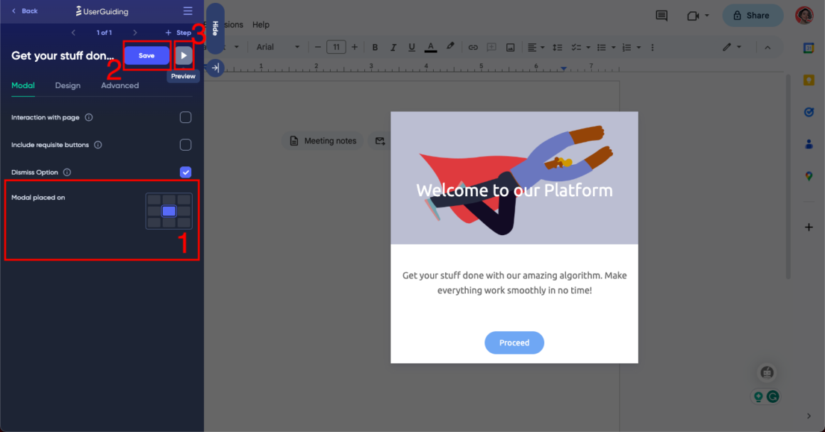 UserGuiding website overlay example
