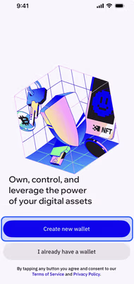 Trust Wallet highlights the value proposition on the welcome screen.