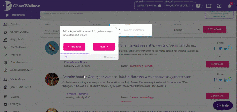 good ux example ghostwriterAI 2