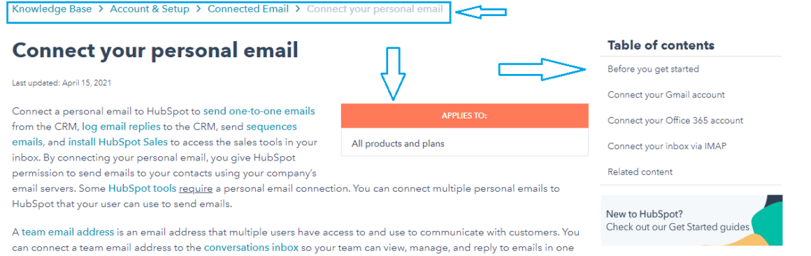 knowledge base example hubspot