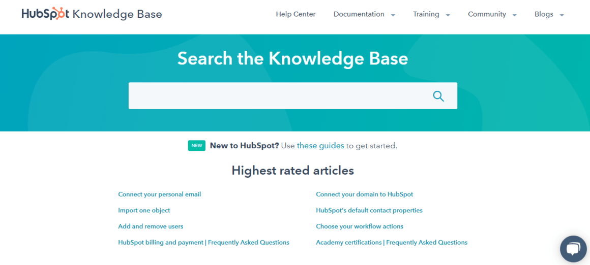knowledge base examples hubspot