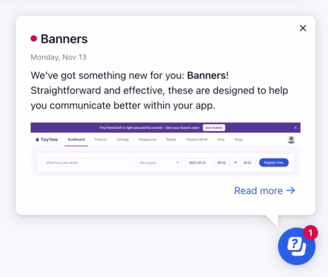 Userflow’s announcement banner