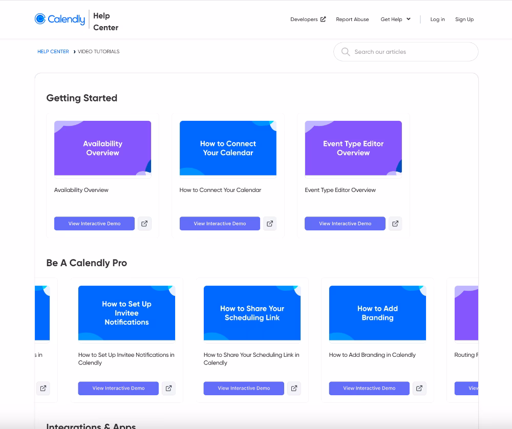 Calendly’s video guide gallery.