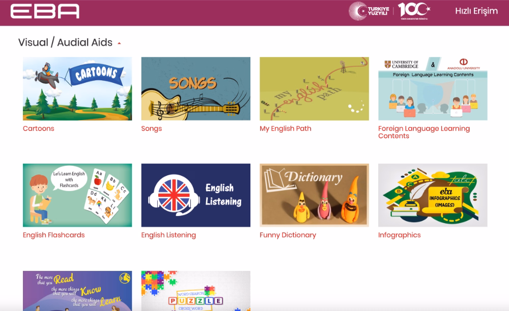 Materiais de aprendizado de idiomas no EBA