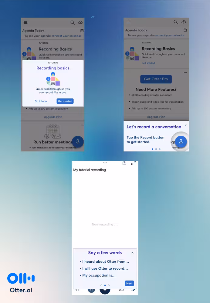 Otter.ai’s in-app guidance