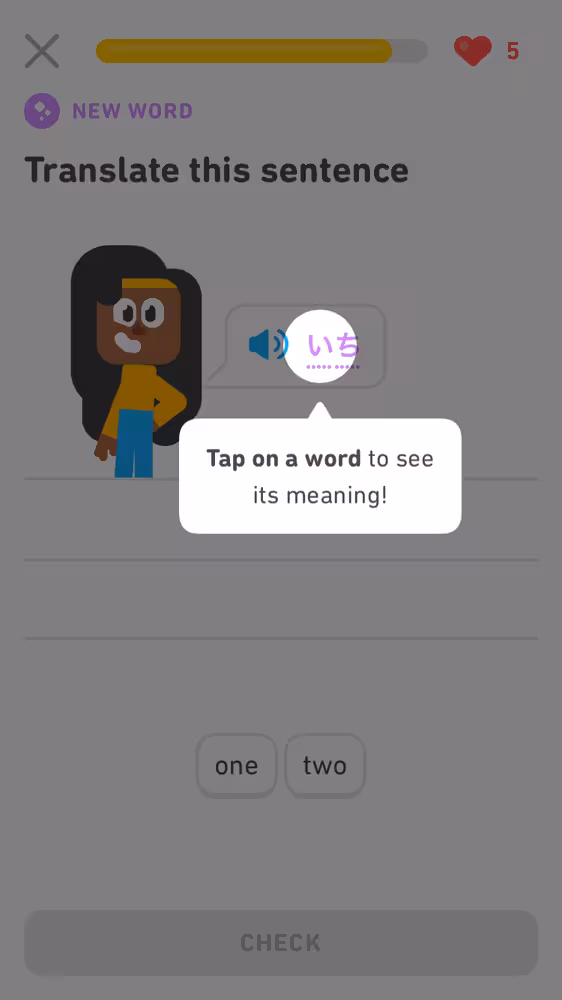 Tooltip example in Duolingo