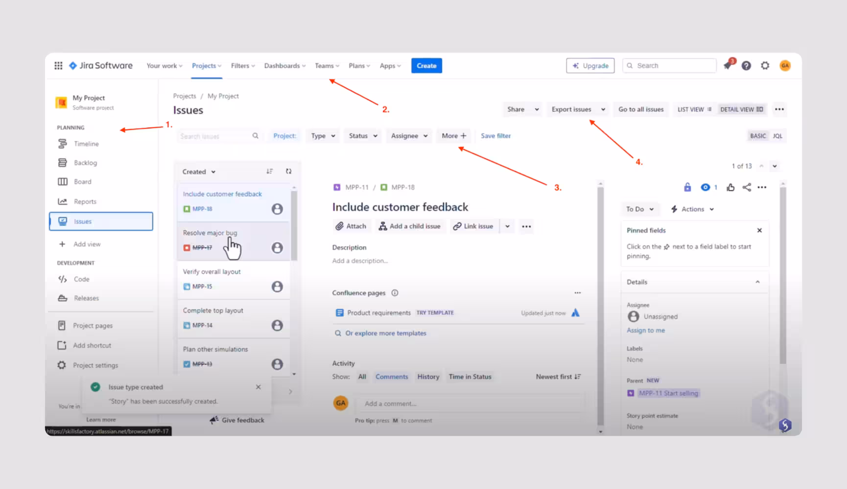 Way too many menus on Jira clutter the interface and create friction