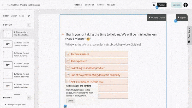 Typeform uses multiple hotspots during onboarding
