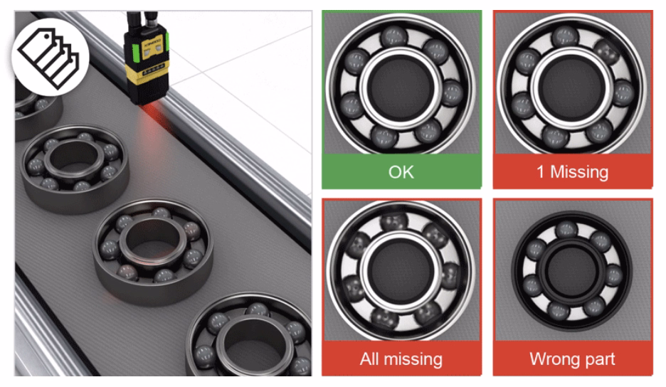 Uma tela de controle de linha de produção de exemplo com Cognex