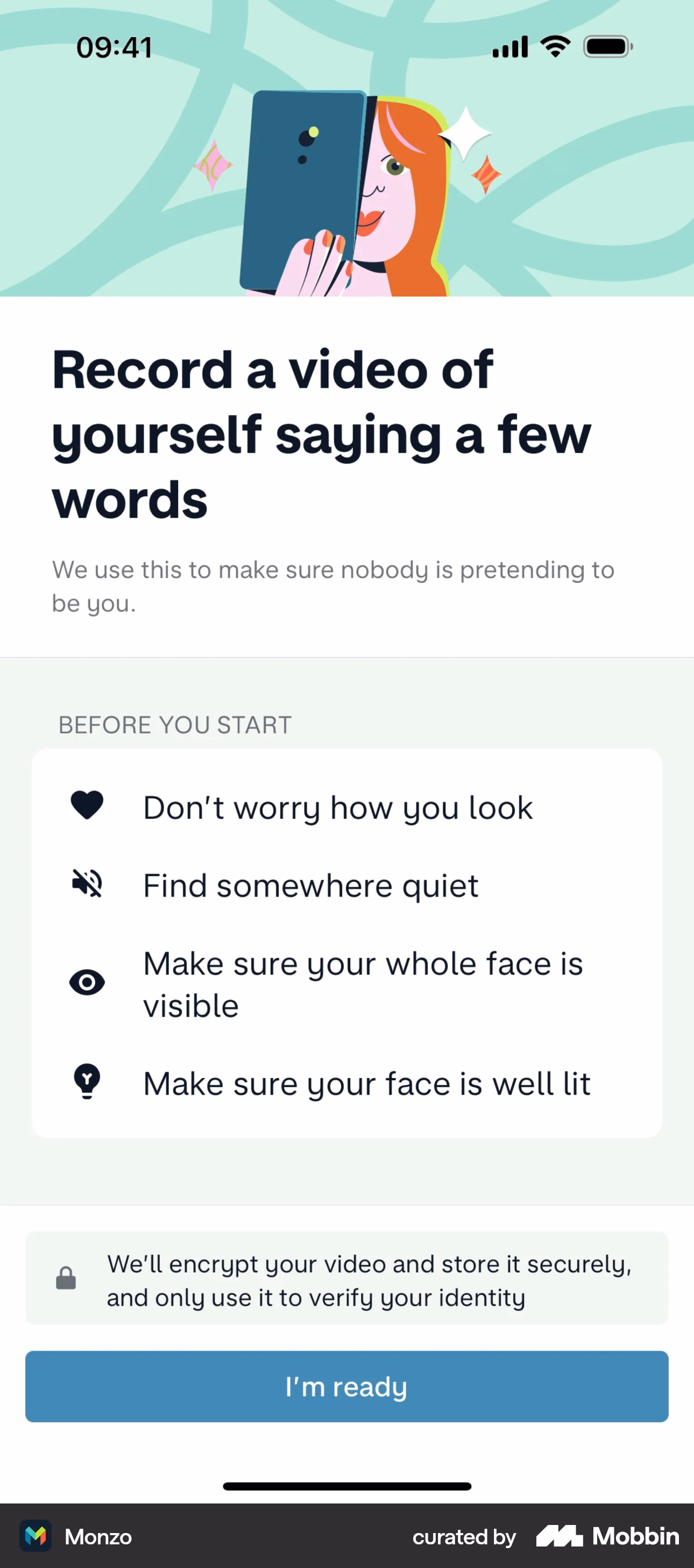 Monzo’s identity verification through video.