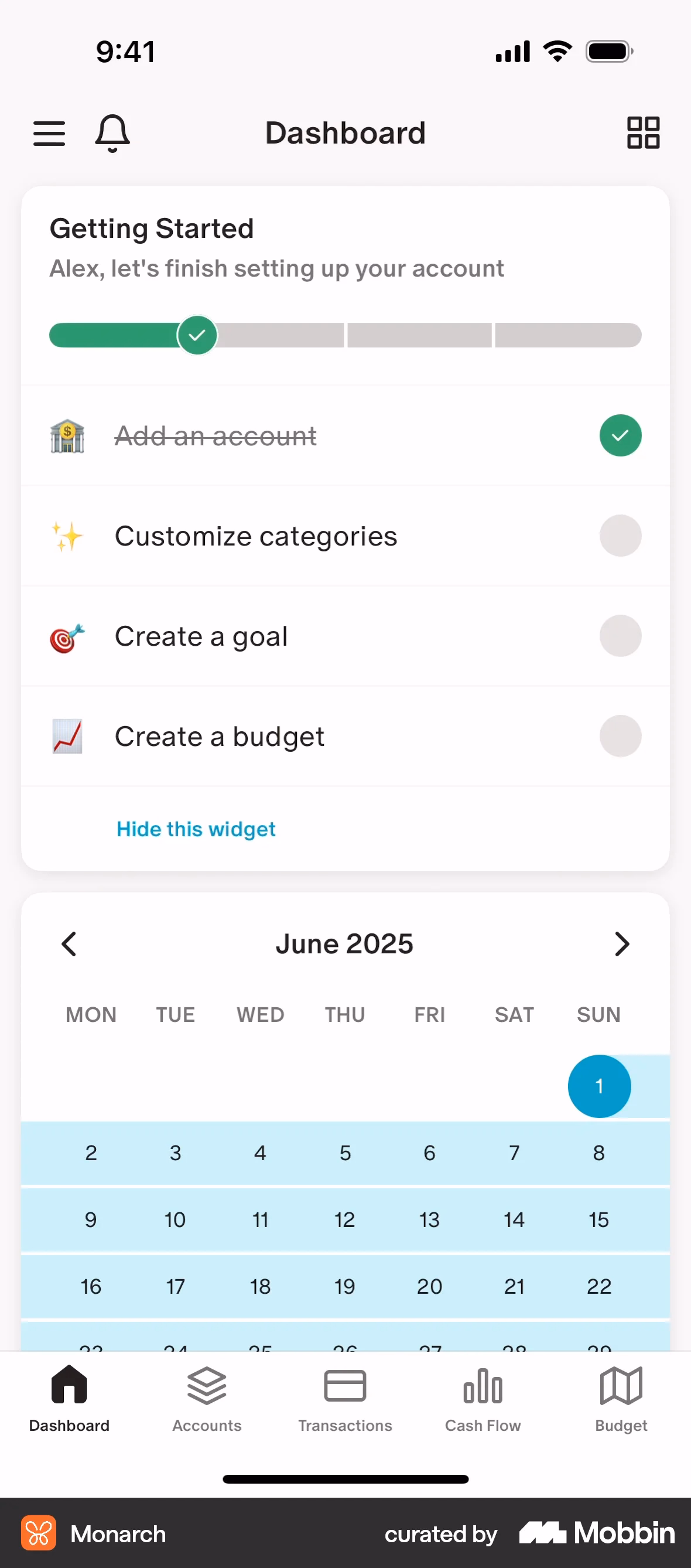Monarch’s onboarding checklist.