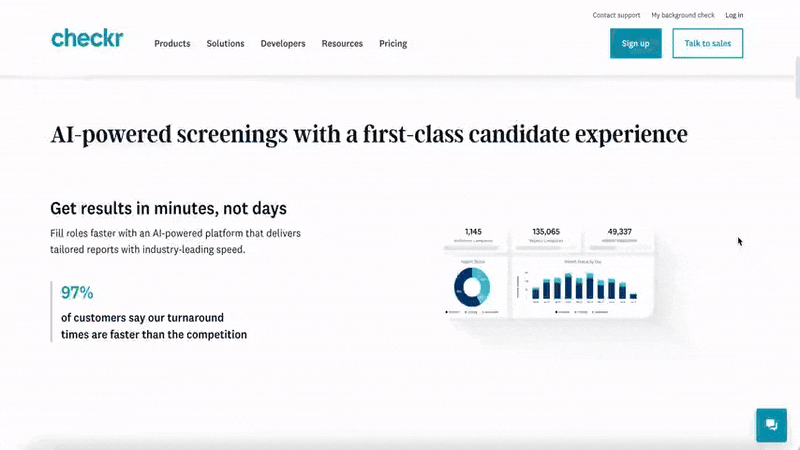 Checkr’s customer survey statistics.