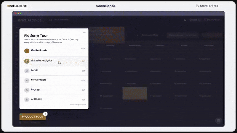 SocialSense’s semi-interactive guide for the platform’s analytics capabilities.