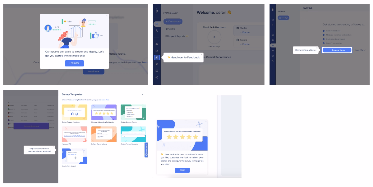 UserGuiding’s in-app guide for in-app surveys.