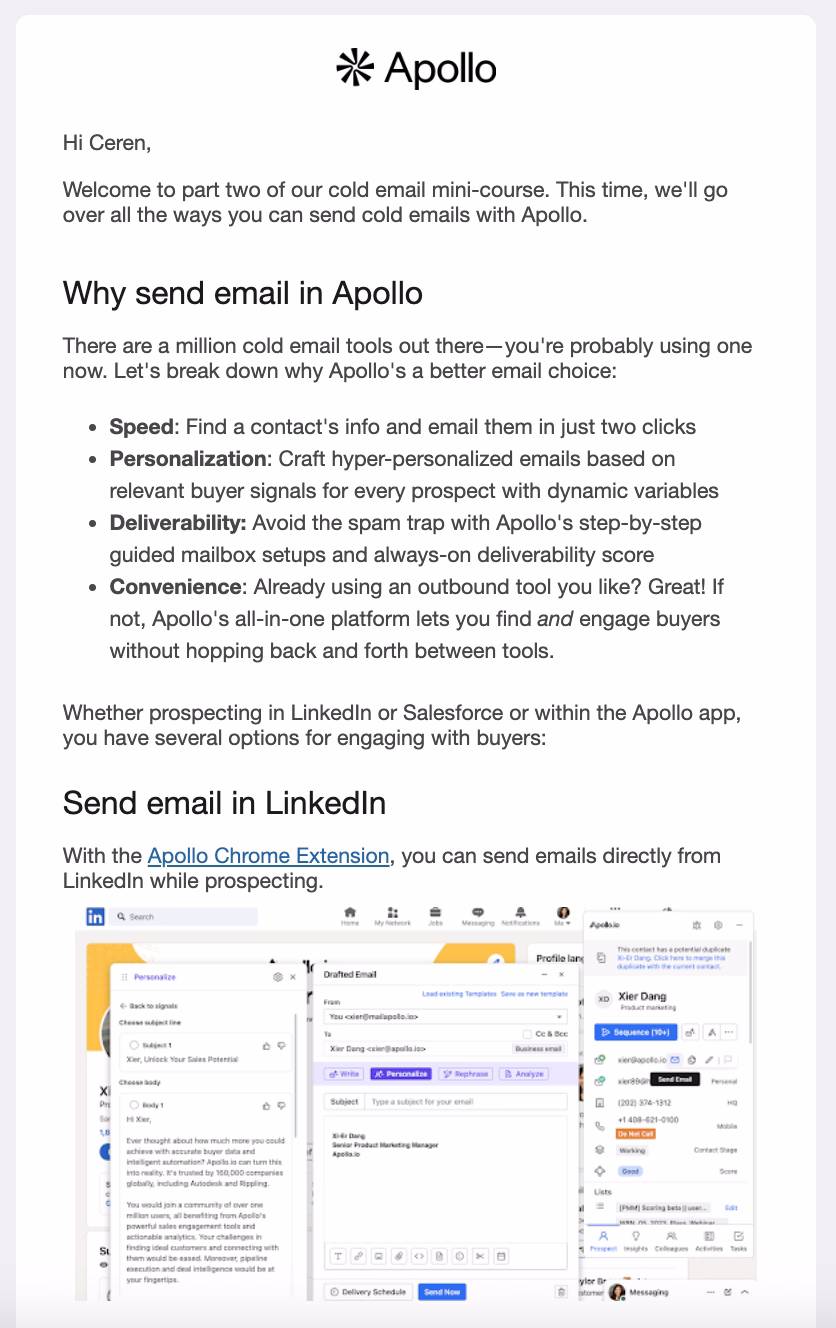 Apollo’s product education email.
