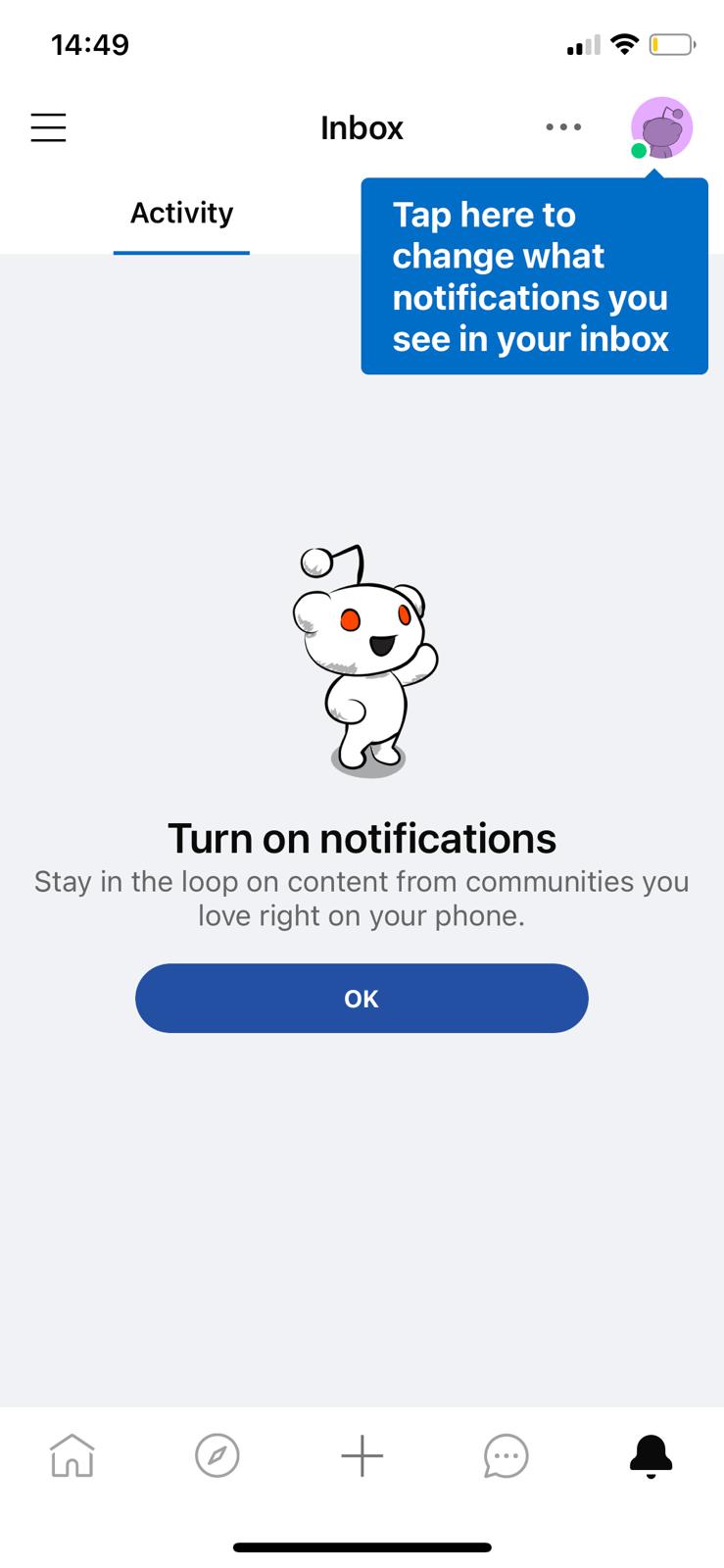 reddit new feature announcement tooltip