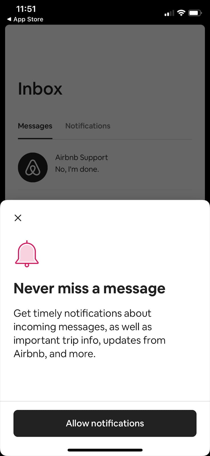 airbnb in-app modal