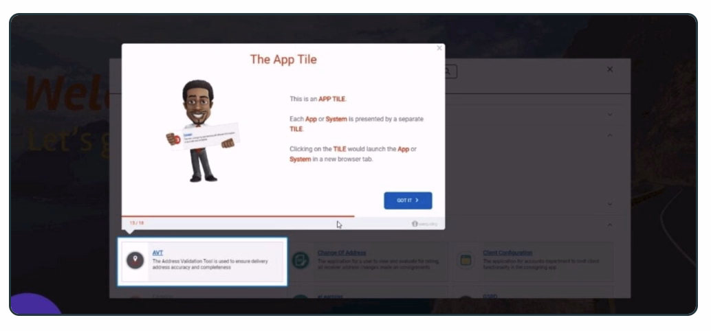 A tutorial step from RAM’s automated in-app employee training.