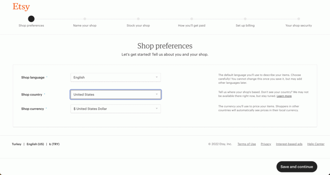 etsy seller onboarding signup flow