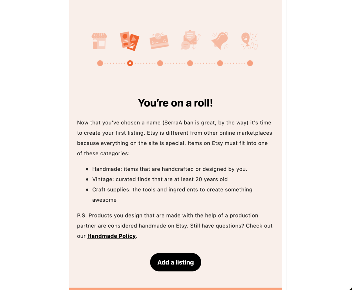 seller onboarding etsy email onboarding