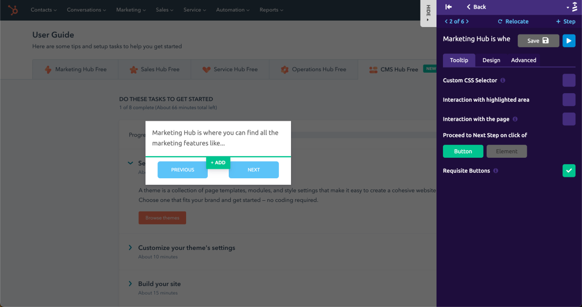userguiding crm onboarding creation example
