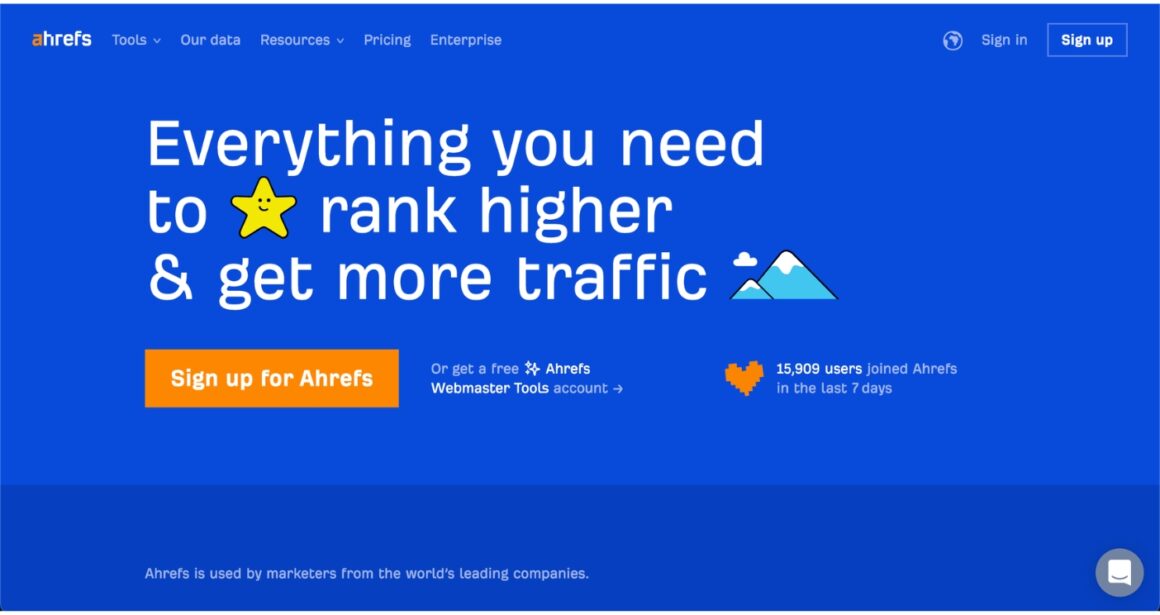 ahrefs welcome page