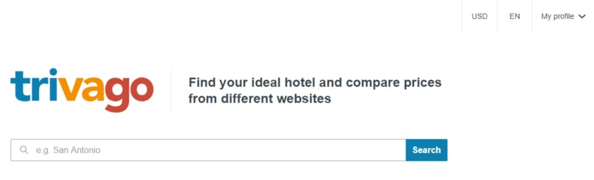 welcome page examples trivago