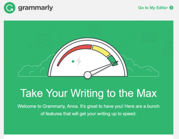 welcome page example grammarly